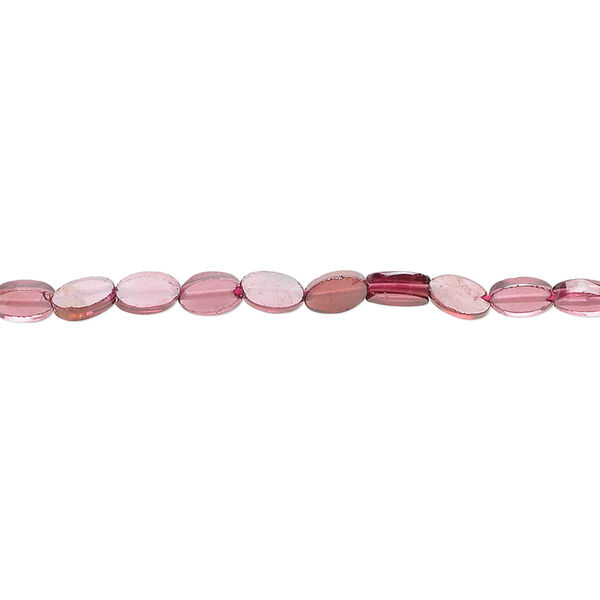 Rhodolite garnet 1pkg1, hand-cut flat oval bead B grade, 15 inch 5x3mm-7x4mm image number 0