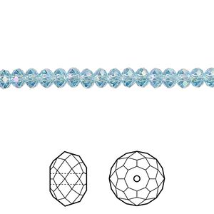 Bead 720pk aquamarine shimmer 2X, Swarovski® 4x3mm rondelle 5040