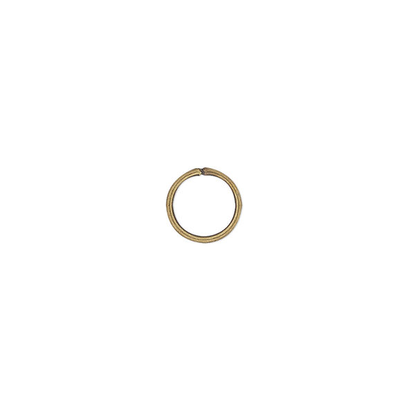 Jump ring, antique gold-plated brass, 8mm soldered round, 6.3mm inside diameter, 20 gauge. Sold per pkg of 100. image number 0