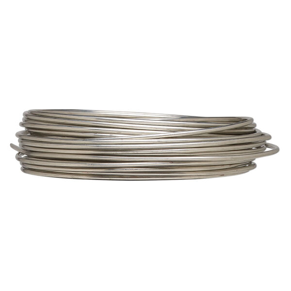 Wire, Zebra Wire™, tinned copper, silver color, round, 14 gauge. Sold per 5-yard coil. image number 0