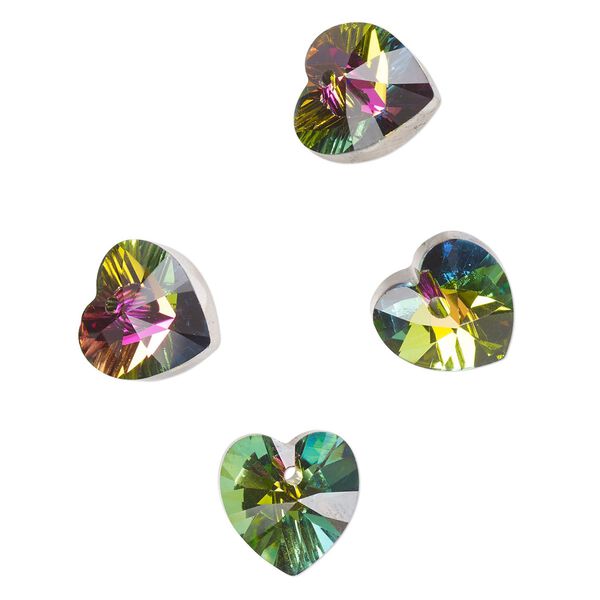 Drop 4pk transparent clear vitrail foil back, Celestial Crystal® 14.5x14mm heart image number 0