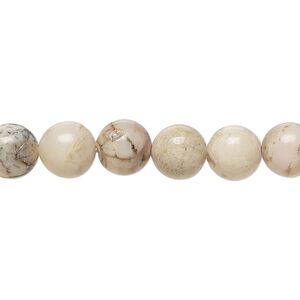 Dendritic opal 1pkg1, hand-cut round bead natural 15.5-16 inch 8mm