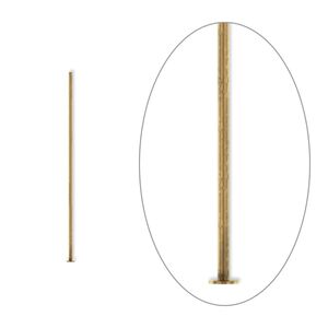 Head pin, antique gold-plated brass, 1 inch, 24 gauge. Sold per pkg of 500.