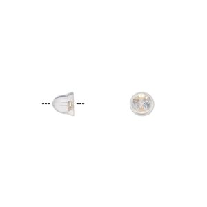 Earnut 1pkg2 14Kt gold, 5x4.5mm bell, silicone clear 1 pair