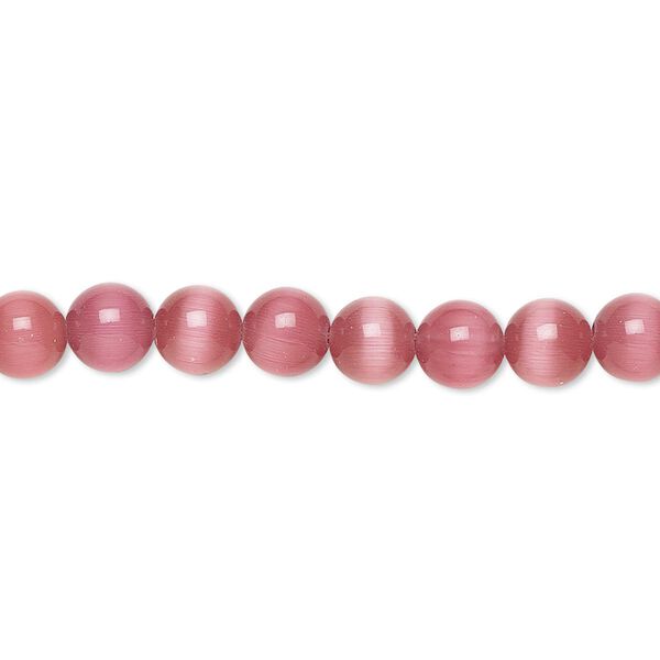 Bead, cat's eye glass (fiber optic glass), dark pink, 6mm round, quality grade. Sold per 15-1/2" to 16" strand. image number 0
