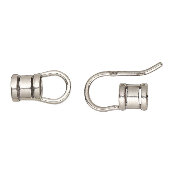 Crimp end, sterling silver, 24x16mm tube with hook-and-eye clasp, 5mm inside diameter. Sold individually. image number 0