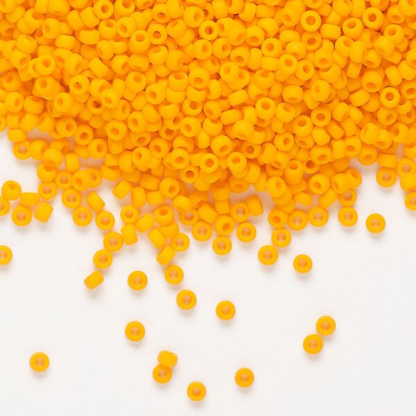 Seed bead, Miyuki, glass, pkg/250g, #11 rocaille, opaque matte mandarin orange (RR-405F). image number 0