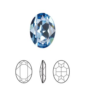 Fancy stone 48pk ice blue foil back, Swarovski® ReCreated™ 18x13mm oval 4120