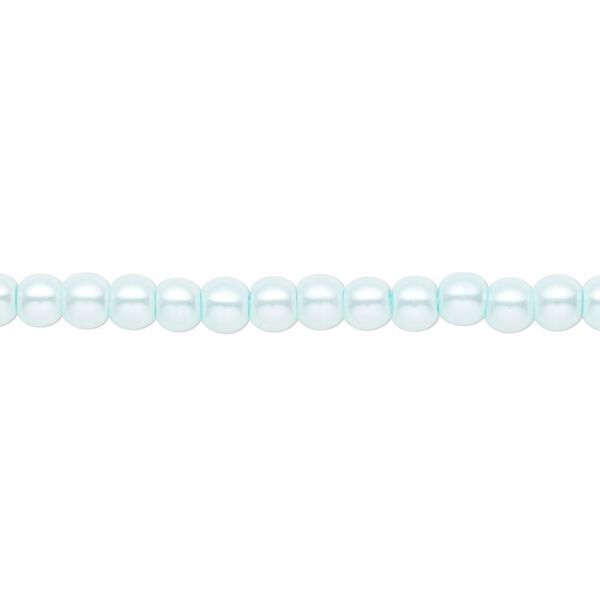 Bead, crystal pearl, light blue, 4mm round. Sold per pkg of (2) 15-1/2" to 16" strands, approximately 200 beads. image number 0