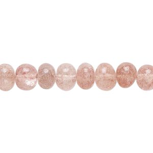 Strawberry quartz 1pkg1, hand-cut rondelle bead natural 14 inch 7x4mm-8x6mm