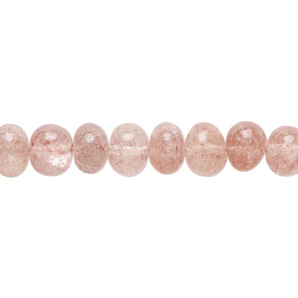 Strawberry quartz 1pkg1, hand-cut rondelle bead natural 14 inch 7x4mm-8x6mm image number 0