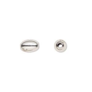 Bead, sterling silver, 9x6mm oval. Sold per pkg of 2.