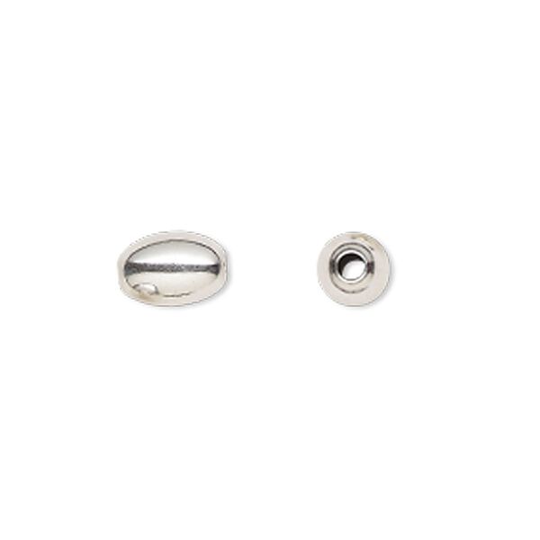 Bead, sterling silver, 9x6mm oval. Sold per pkg of 2. image number 0