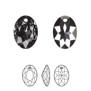 Drop 1pk crystal silver night, Crystal Passions® 16mm pendant elliptic cut 6438