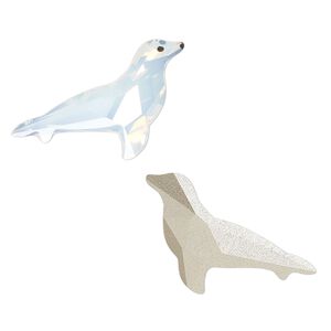 Fancy stone 1pk white opal and black foil back, Crystal Passions® 26x12mm seal 4042