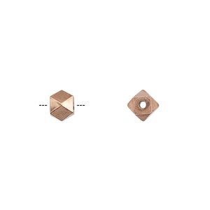Bead, antiqued copper, 5mm faceted square. Sold per pkg of 20.