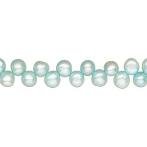Pearl, cultured freshwater pearl (dyed), baby blue, 4-6mm top-drilled flat-sided round with0.4-0.6mm hole, C- grade, Mohs hardness 2-1/2 to 4. Sold per 15" strand, approximately 10 beads.
