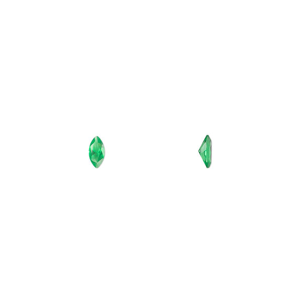Gem, cubic zirconia, emerald green, 4x2mm faceted marquise, Mohs hardness 8-1/2. Sold per pkg of 5. image number 0