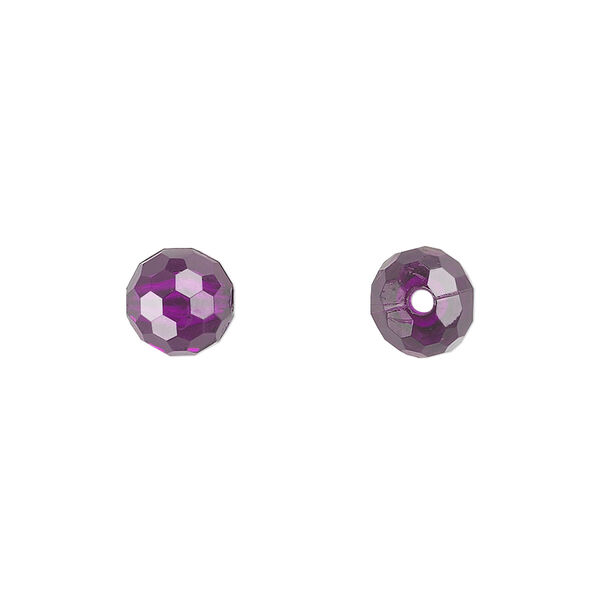 Bead, acrylic, purple, 8mm faceted round. Sold per 100-gram pkg, approximately 330-390 beads. image number 0