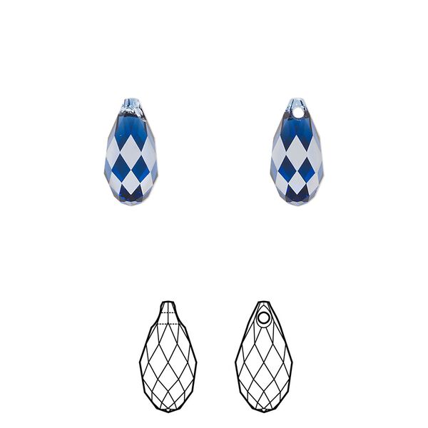 Briolette 24pk dark sapphire, Crystal Passions® Regenerated 11x5.5mm pendant drop 6010 image number 0