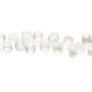 White topaz 1pkg1, hand-cut top-drilled faceted puffed teardrop bead natural 8 inch 6x4mm-8x5mm