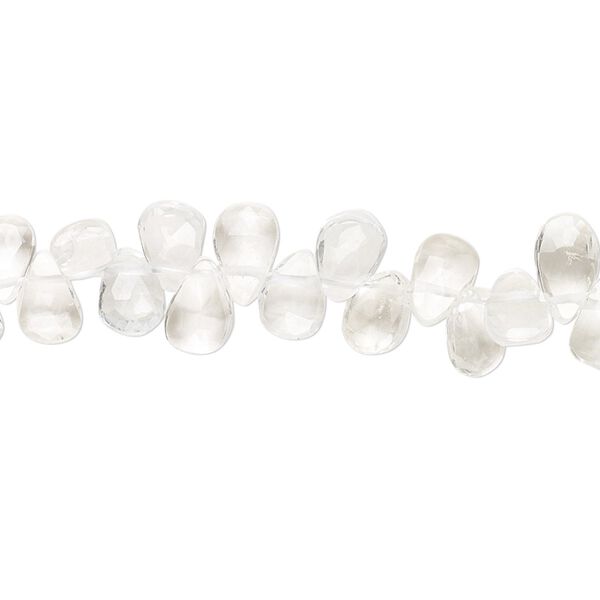 White topaz 1pkg1, hand-cut top-drilled faceted puffed teardrop bead natural 8 inch 6x4mm-8x5mm image number 0