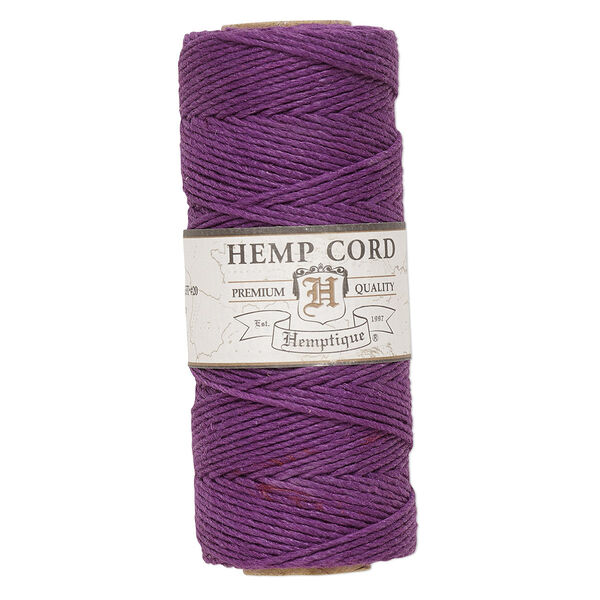 Cord, Hemptique®, polished hemp, dark purple, 1mm diameter, 20-pound test. Sold per 205-foot spool. image number 0