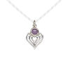 Amethyst / sterling silver 1pkg1, heart drop natural antiqued 14x11mm image number 0