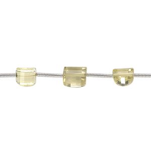 Lemon quartz 1pkg14, hand-cut faceted half barrel bead 5x5mm-7x6mm