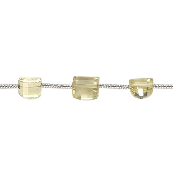 Lemon quartz 1pkg14, hand-cut faceted half barrel bead 5x5mm-7x6mm image number 0