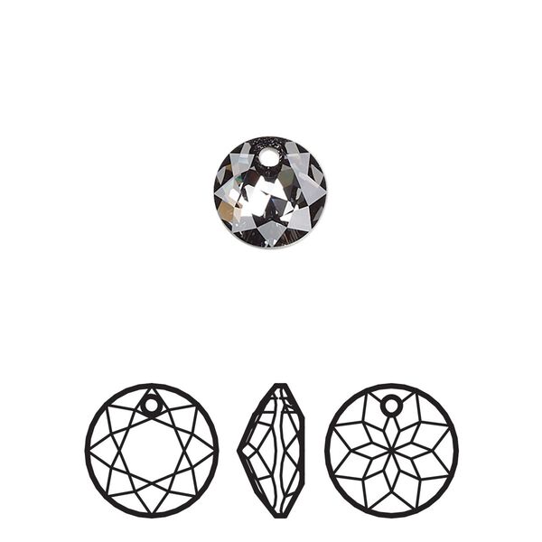 Drop 4pk crystal silver night, Crystal Passions® 8mm pendant classic cut 6430 image number 0