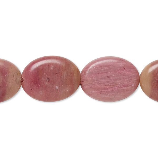 Rhodonite 1pkg1, flat oval bead natural B grade, 8 inch 16x13mm image number 0