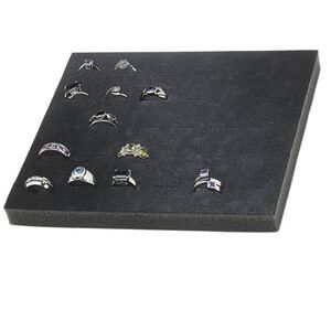 Display insert, ring, foam, black, 7-3/4 x 6-3/4 x 3/4 inches with 30 slots, fits standard half tray. Sold individually.