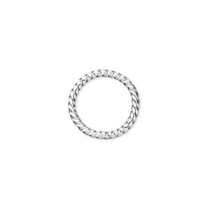 Jump ring, silver-plated brass, 15mm twisted round, 11.8mm inside diameter, 14 gauge. Sold per pkg of 100.