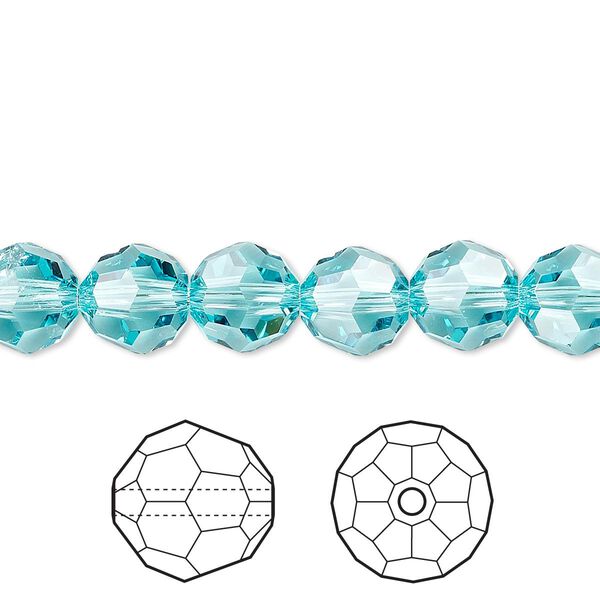 Bead 144pk light turquoise, Crystal Passions® 8mm round 5000 image number 0