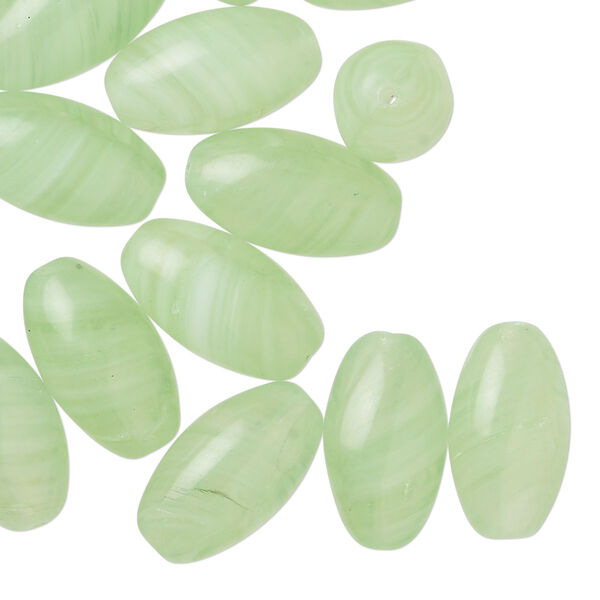 Bead, Czech pressed glass, translucent light mint green, 16x10mm oval. Sold per 2-ounce pkg, approximately 30 beads. image number 0