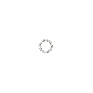 Jump ring, sterling silver, 7mm soldered twisted round, 5mm inside diameter, 18 gauge. Sold per pkg of 4.