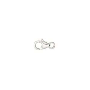 Clasp, lobster claw, sterling silver and steel, 8x5mm with jump ring. Sold per pkg of 10.