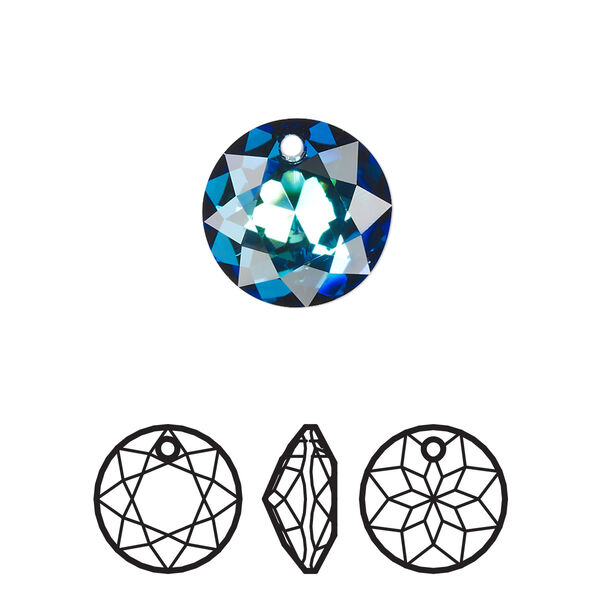 Drop 24pk crystal Bermuda blue, Swarovski® 14mm pendant classic cut 6430 image number 0