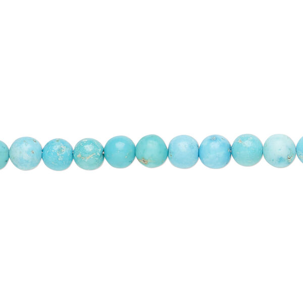 Bead 1pk Kingman turquoise, stabilized, B grade 3.5mm-5.5mm graduated hand-cut round 15.5-16 inch image number 1