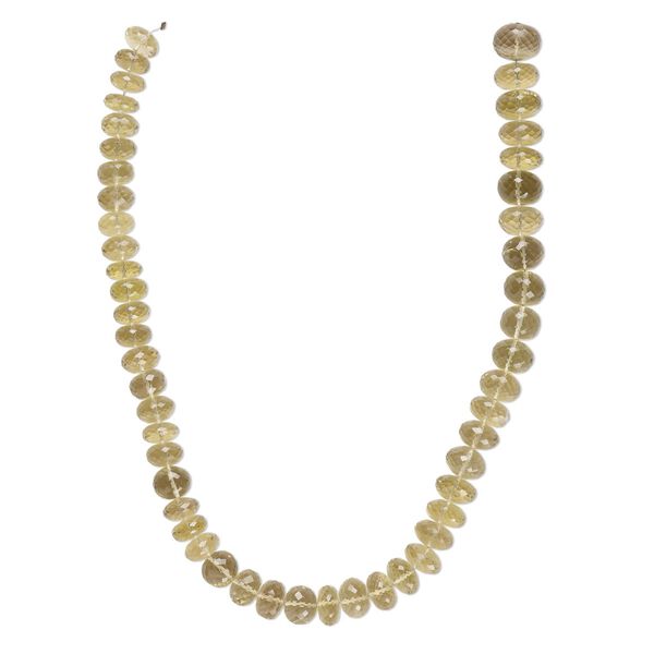 Lemon quartz 1pkg1, hand-cut micro-faceted rondelle bead 15 inch graduated 9x5mm-14x11mm image number 0
