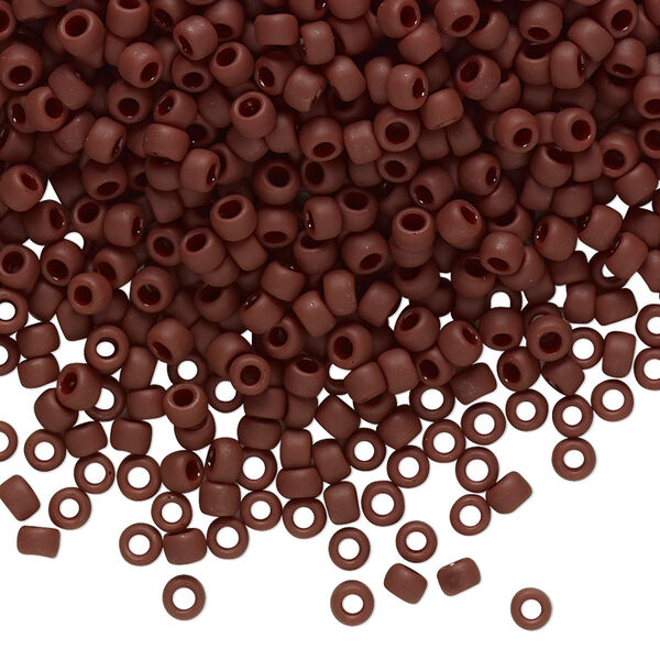 Seed bead, TOHO BEADS®, glass, pkg/7.5g, #8 round, opaque frosted oxblood (TR-08-46F). image number 0