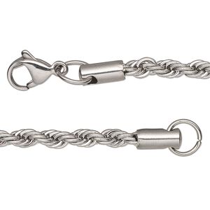 Chain 1pkg1 French rope, 3.9mm / lobster claw clasp, stainless steel 16 inch