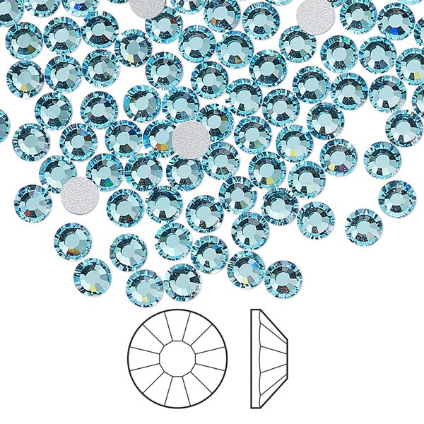 Flat back 144pk aqua bohemica foil back, Preciosa Viva 12® Czech crystal rhinestone 3.8-4mm chaton rose round SS16 image number 0