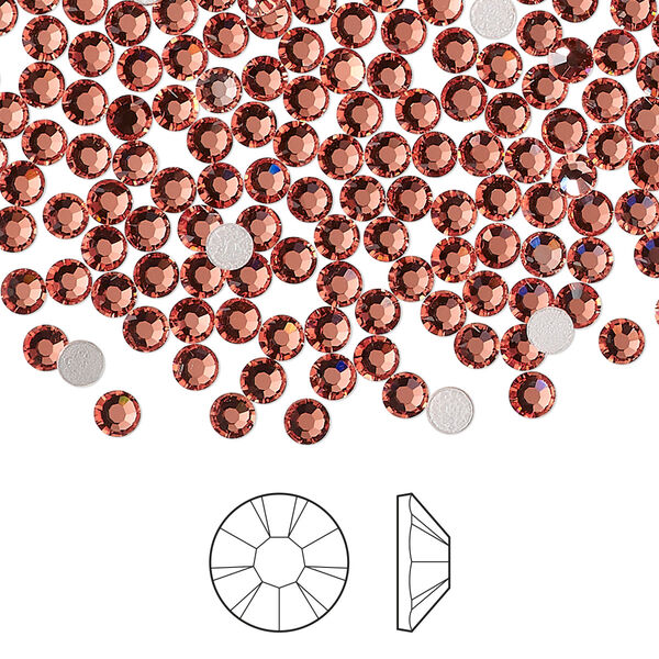 Flat back 1440pk rose peach foil back, Preciosa MAXIMA Czech crystal hotfix rhinestone 3-3.2mm chaton rose round SS12 image number 0