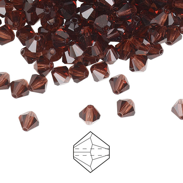 Bead 24pk burgundy, Preciosa Czech crystal 5mm bicone image number 0