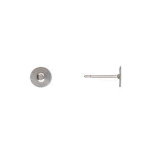 Earstud 1pkg100, 6mm flat pad, stainless steel 50 pair