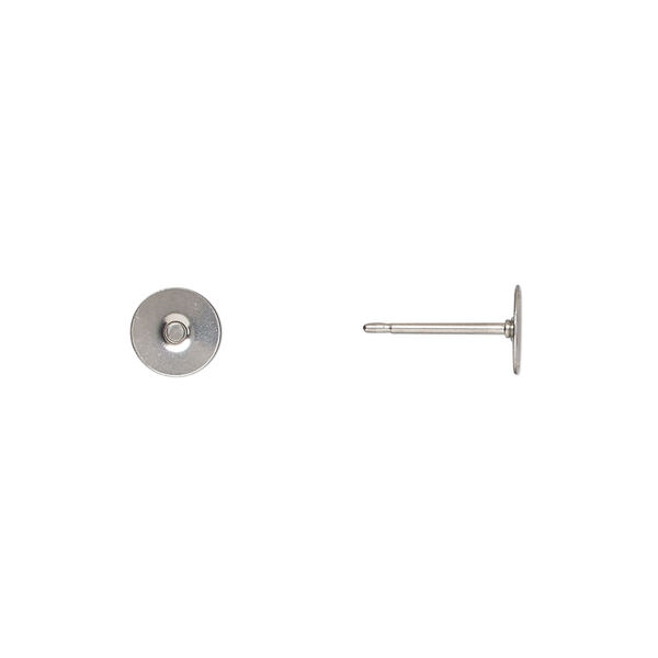 Earstud 1pkg100, 6mm flat pad, stainless steel 50 pair image number 0