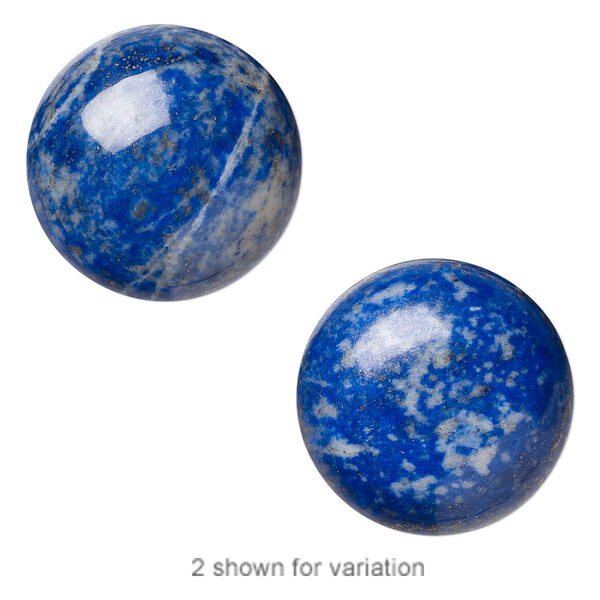 Cabochon, denim lapis (natural), 20mm calibrated round, C grade, Mohs hardness 5 to 6. Sold individually. image number 0