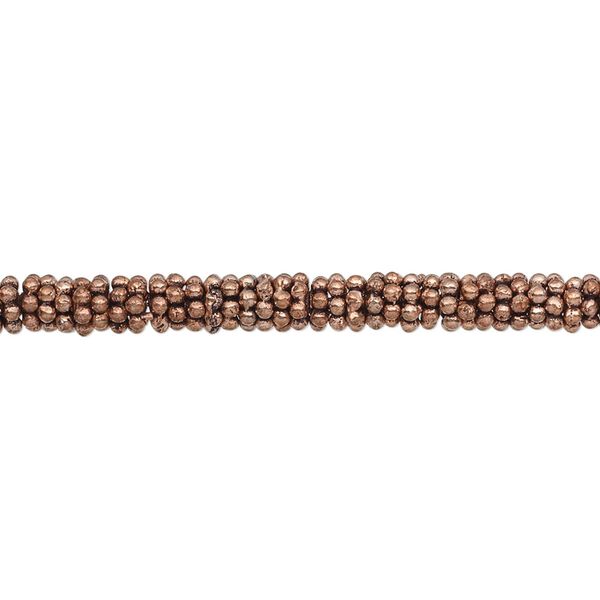 Bead, antiqued copper, 4x1mm beaded rondelle. Sold per 50-gram pkg, approximately 490 beads. image number 0